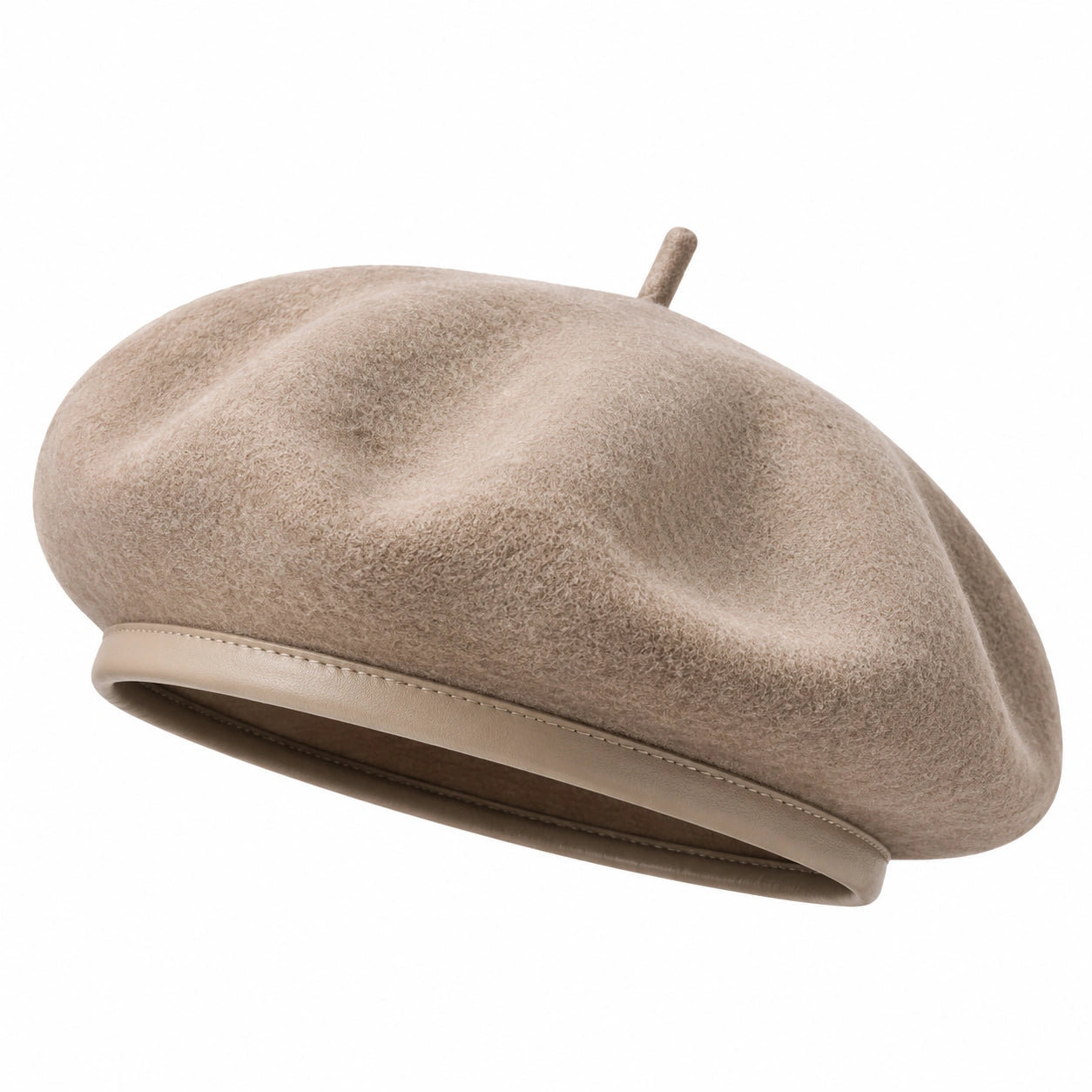 Béret taille unique en textile taupe style classique