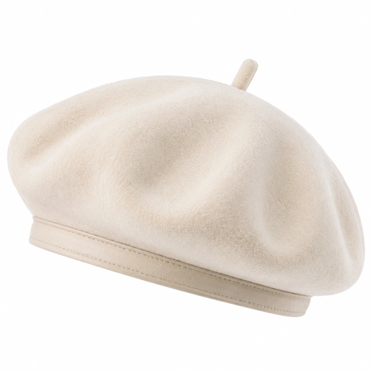Béret taille unique en tissu effet suédine beige style classique