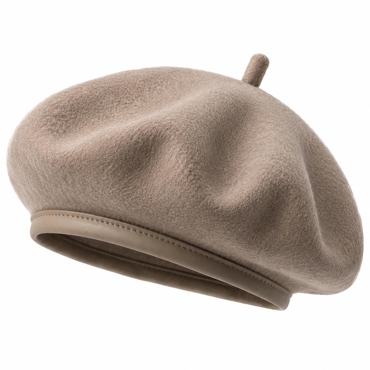 Béret taille unique en tissu bouclé taupe style urbain