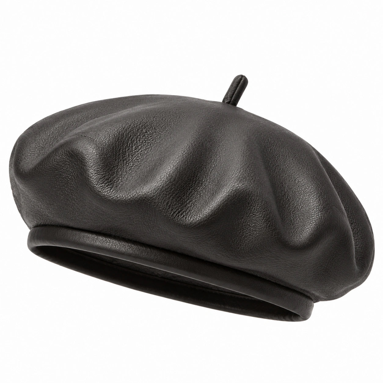 Béret taille unique en matière synthétique noire - style souple quotidien