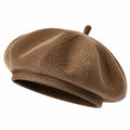 Béret taille unique en velours côtelé marron style décontracté