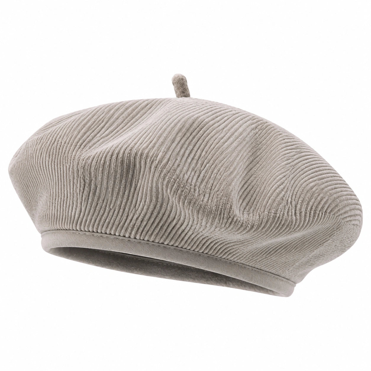 Béret taille unique en velours côtelé beige style rétro