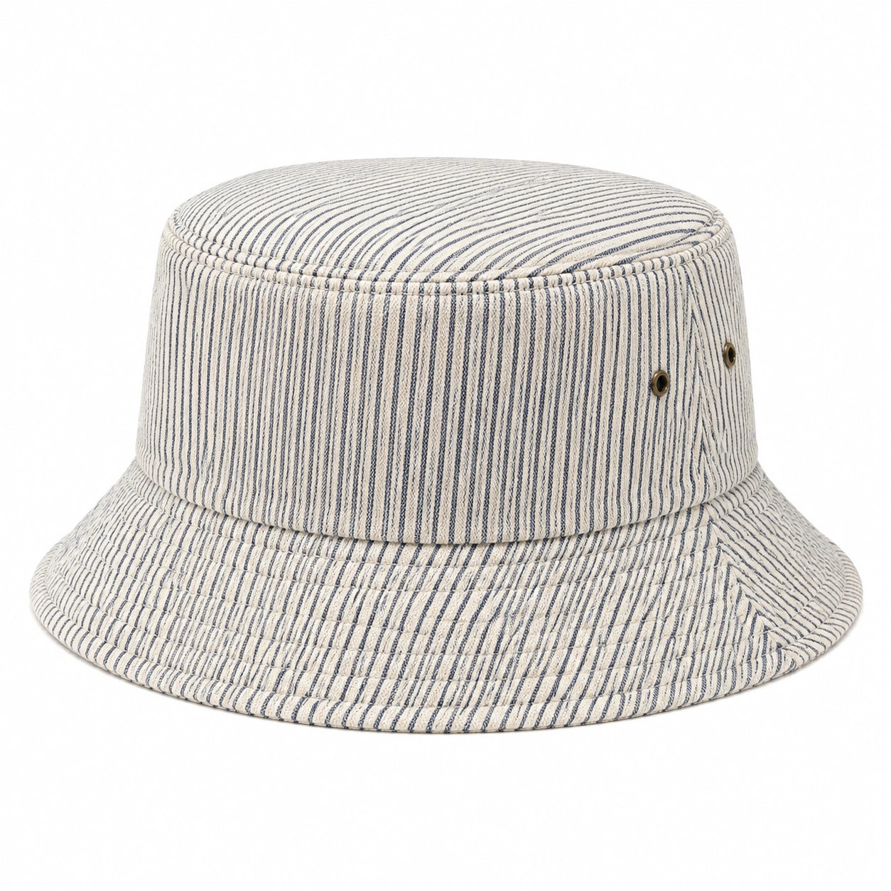 Chapeau bob taille unique en tissu rayé blanc et bleu style décontracté