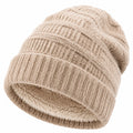 Bonnet unisexe taille unique beige en maille doublée polaire pour hiver