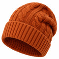 Bonnet maille torsadée taille unique orange rouille à revers pour adulte