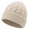 Bonnet taille unique en maille écru à torsades pour hiver