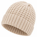 Bonnet taille unique en maille beige - bord côtelé pour usage quotidien