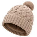 Bonnet taille unique en maille beige à pompon chaud style torsadé