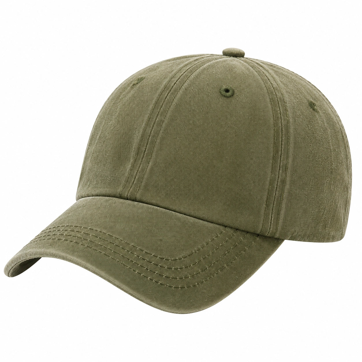 Casquette de baseball taille unique en tissu kaki à visière incurvée