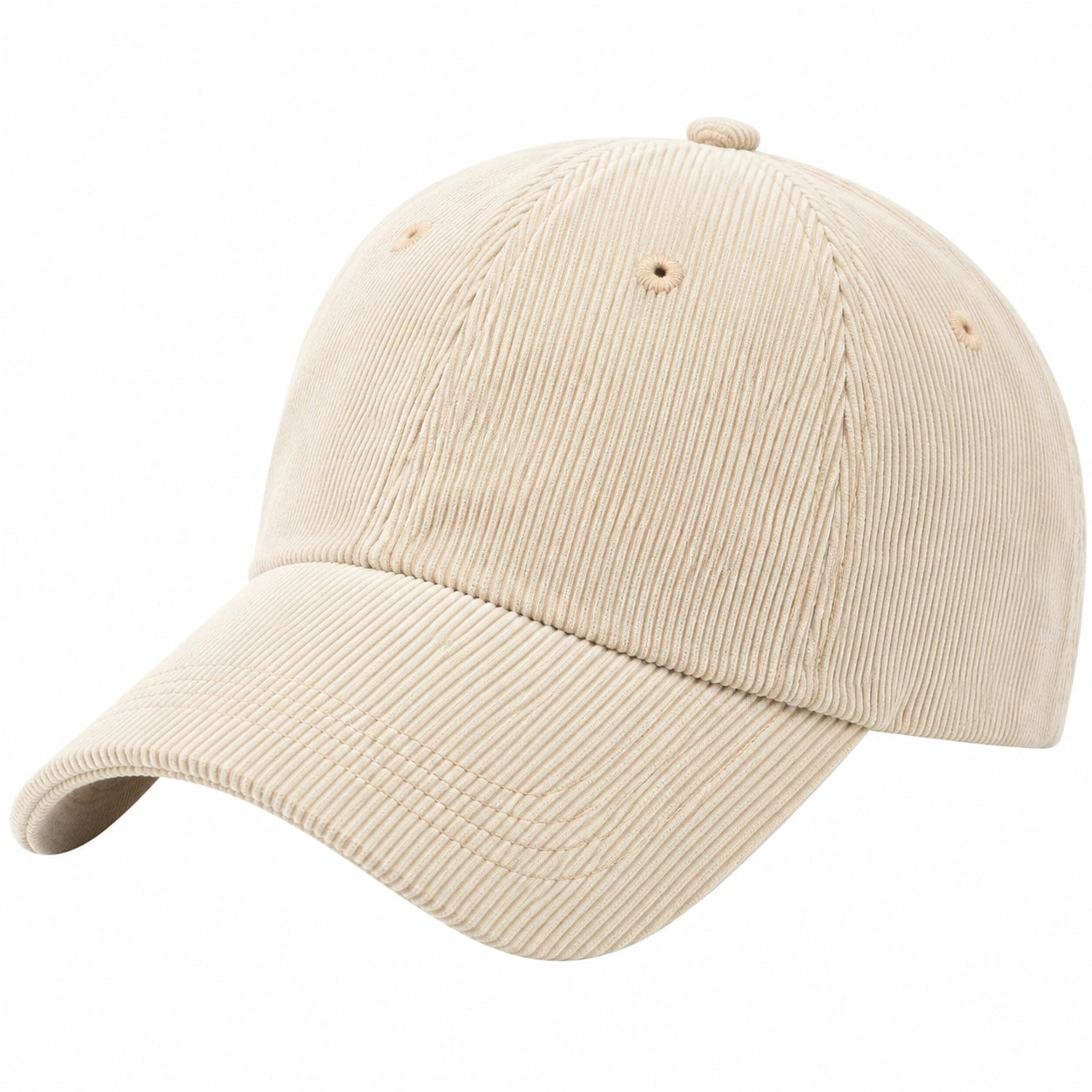 Casquette unisexe taille unique en tissu côtelé beige - style décontracté à visière