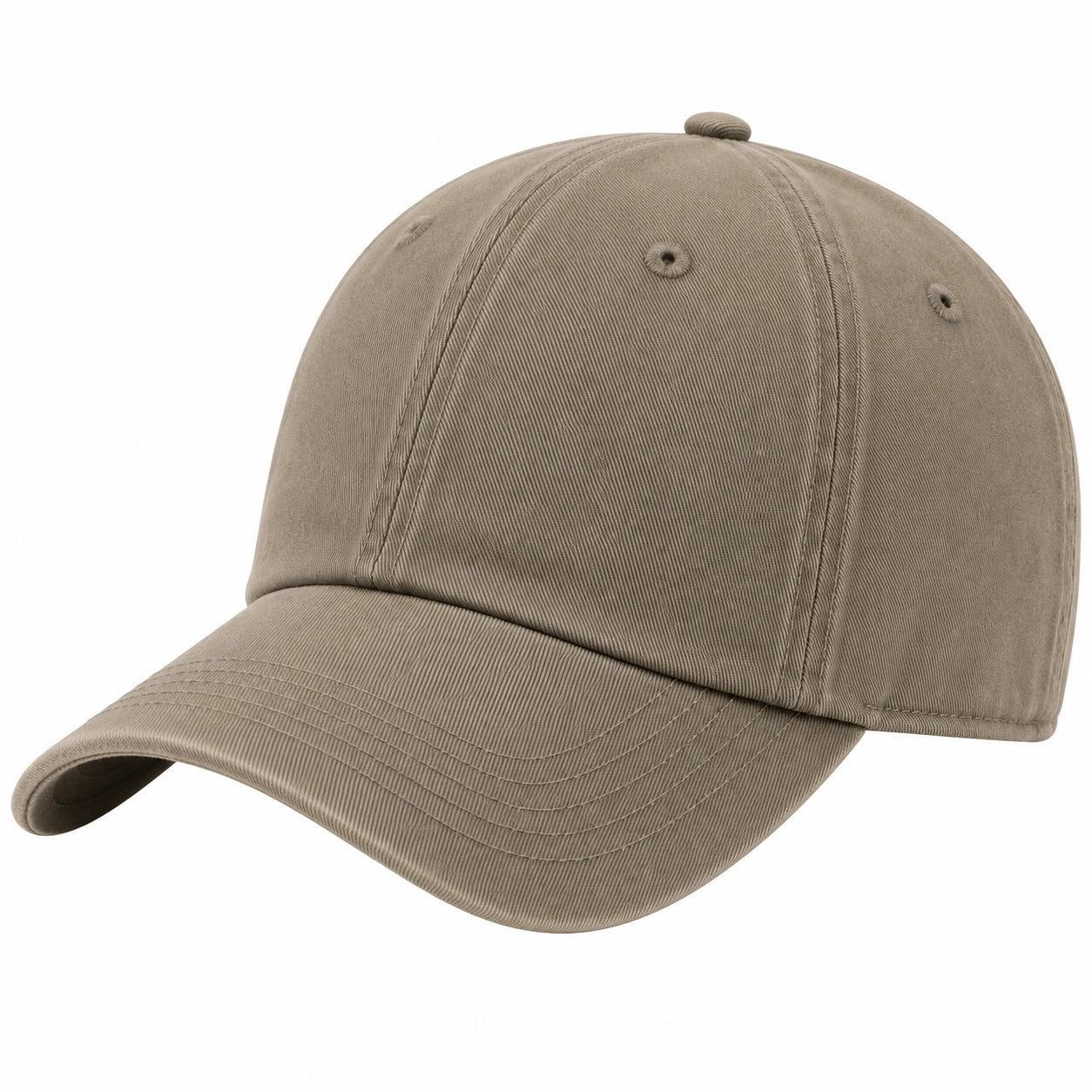 Casquette de baseball taille unique en tissu sergé taupe à visière courbée