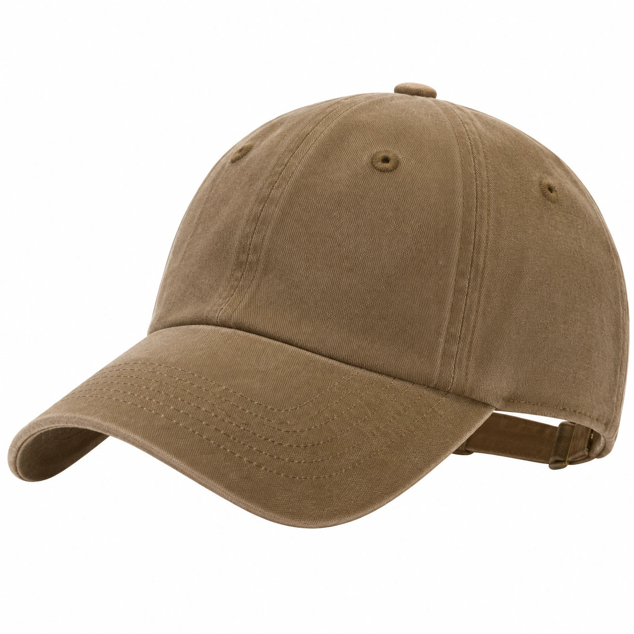 Casquette taille unique en tissu marron à visière courbée réglable