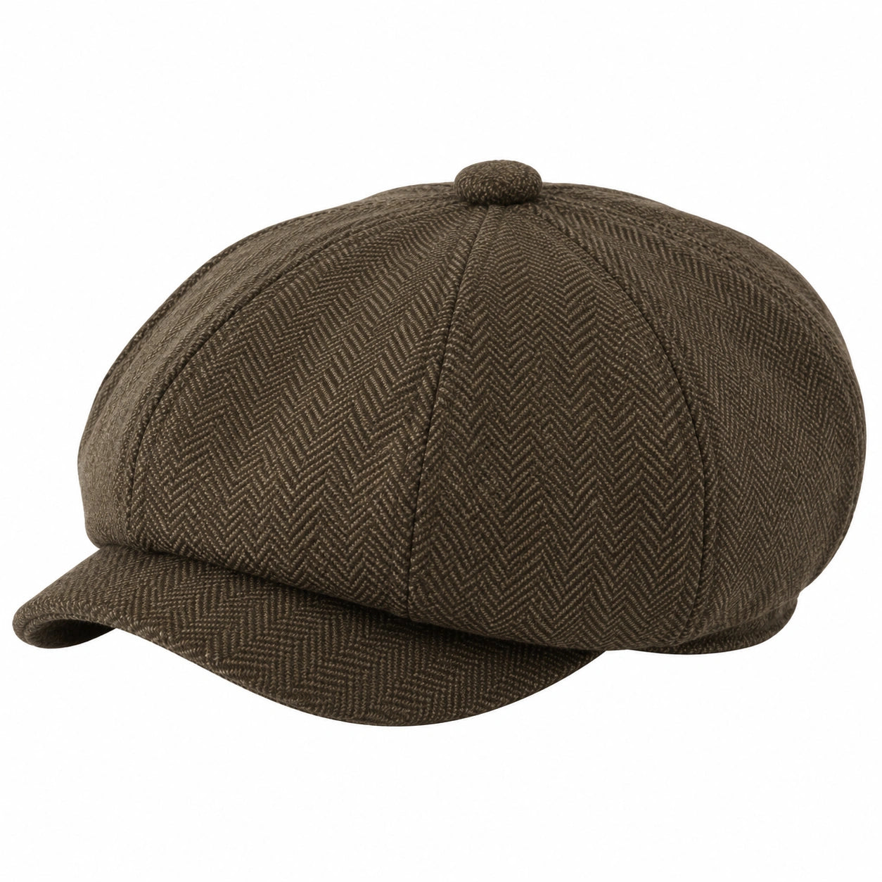 Casquette gavroche taille unique en tissu marron à chevrons style classique
