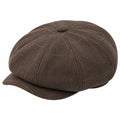 Casquette plate taille unique en tissu marron à carreaux style classique