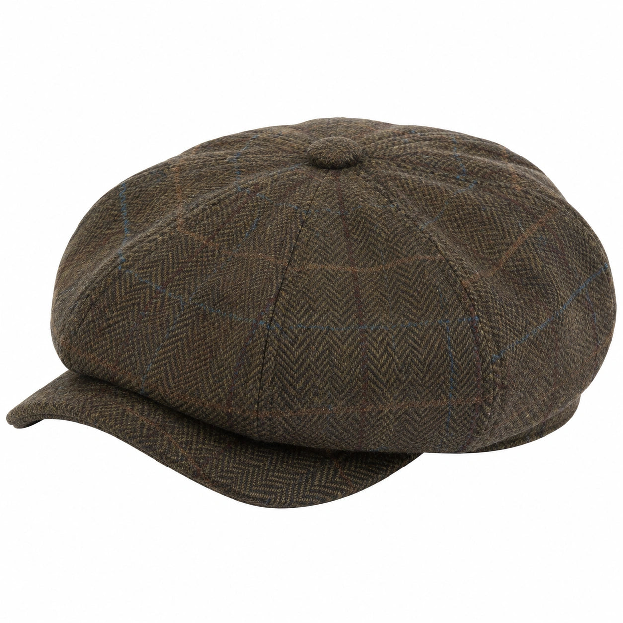 Casquette gavroche taille unique en tissu marron à chevrons style classique