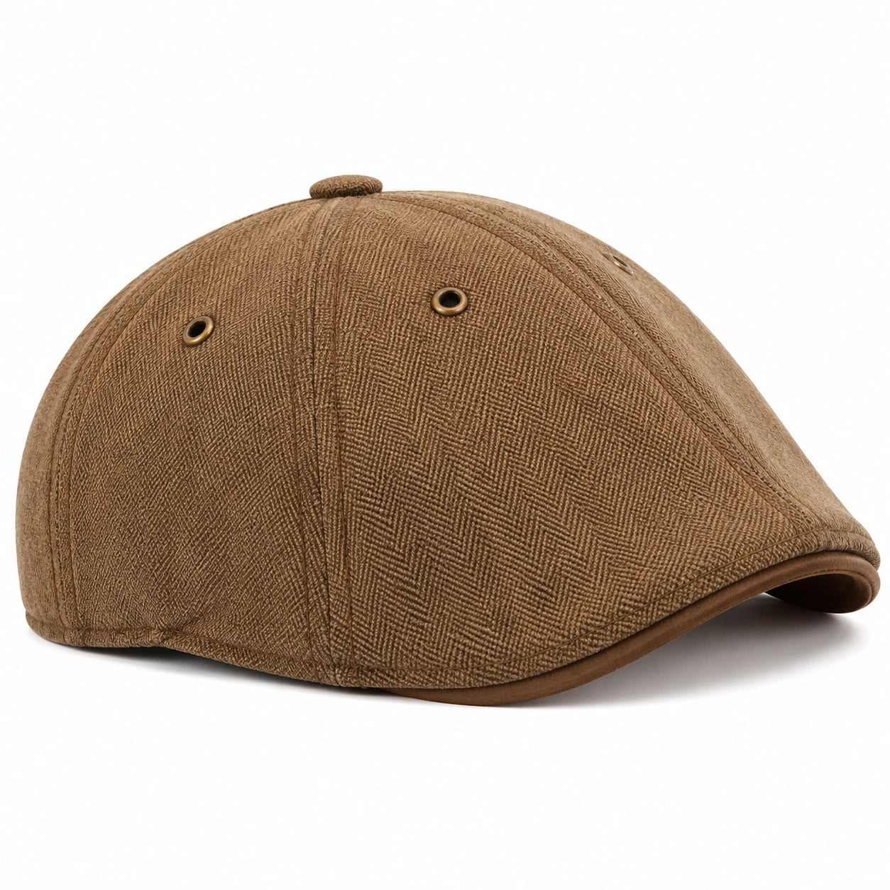 Casquette plate taille unique en tissu marron à motif chevron style classique