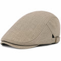 Casquette plate taille unique en tissu tissé beige ajustable style classique