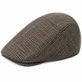 Casquette plate taille unique en tissu marron à motif carreaux style classique