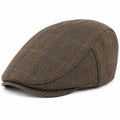 Casquette plate taille unique en tissu marron à carreaux style classique