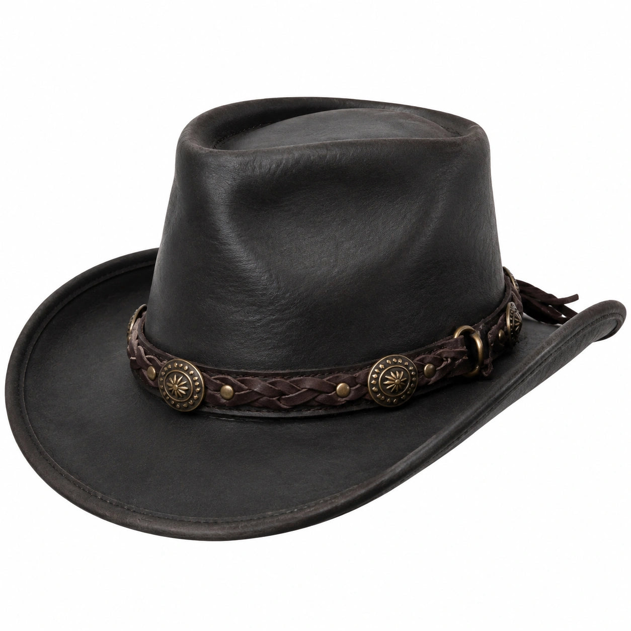 Chapeau cowboy taille unique noir aspect cuir style western