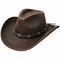 Chapeau cowboy taille unique brun aspect cuir style western