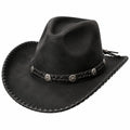 Chapeau cowboy taille unique noir en matière synthétique aspect feutré style western réglable