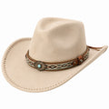 Chapeau cowboy taille unique en suédine beige style western ajustable