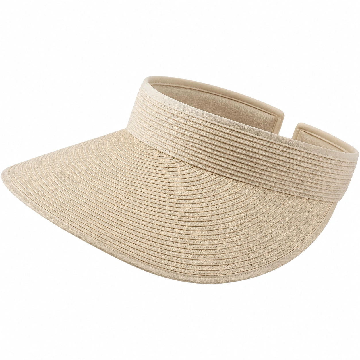 Visière taille unique en fibres tressées beige - protection solaire ajustable